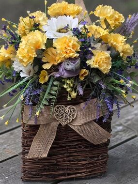 Summer Hand Woven Hanging Door Wall Basket Decorated, Artificial Faux Arrangemen